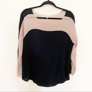 RACHEL By Rachel Roy Color Block Nude Black Blouse